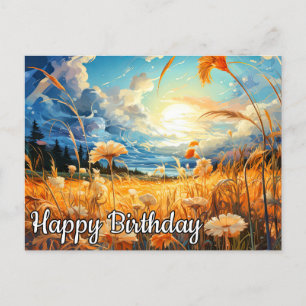 Carte Postale Journée Ensoleillée Dans La Prairie Joyeux Anniv