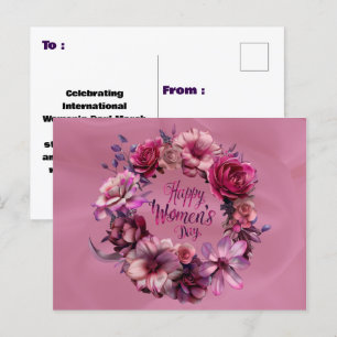 Carte Postale Journée internationale des femmes rose florale 202