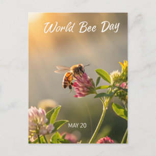 Carte Postale Journée mondiale des abeilles Art floral de l'abei