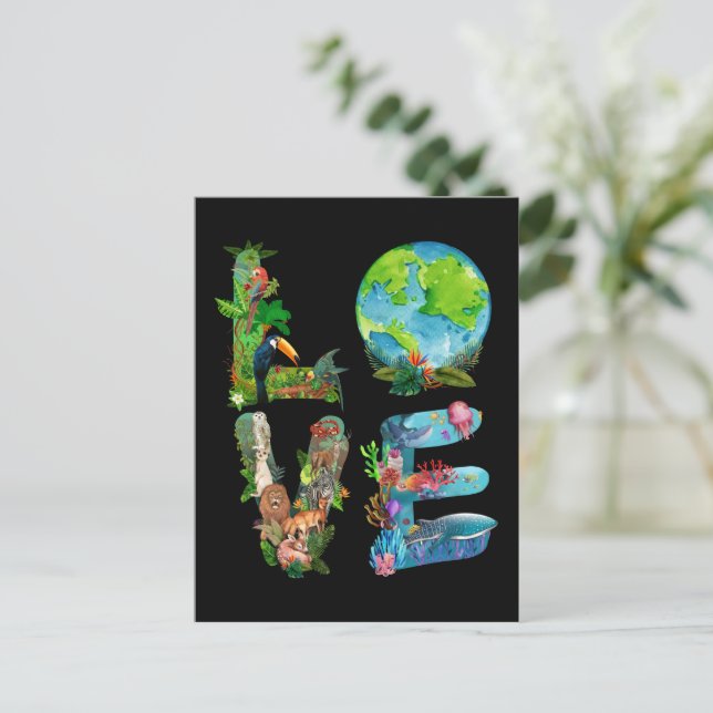 Carte Postale Journée Mondiale Des Animaux Love Chemise Protecti (Debout devant)