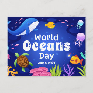 Carte Postale Journée mondiale des océans 8 juin 2023 Tortue Poi