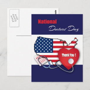 Carte Postale Journée nationale des médecins. USA Patriotique