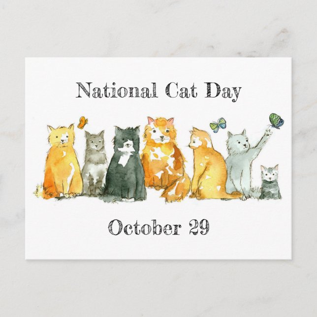 Carte Postale Journée nationale du chat 29 octobre Chat calico S (Devant)
