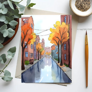 Carte Postale Journée Pluvieuse à Boston   Aquarelle Voyage MA