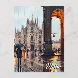 Carte Postale Journée Pluvieuse à Milan Italie Voyage