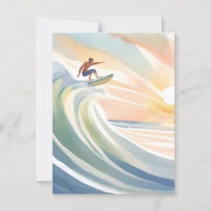 Carte Postale Jours de surf   Aquarelle du Surf Ocean Wave