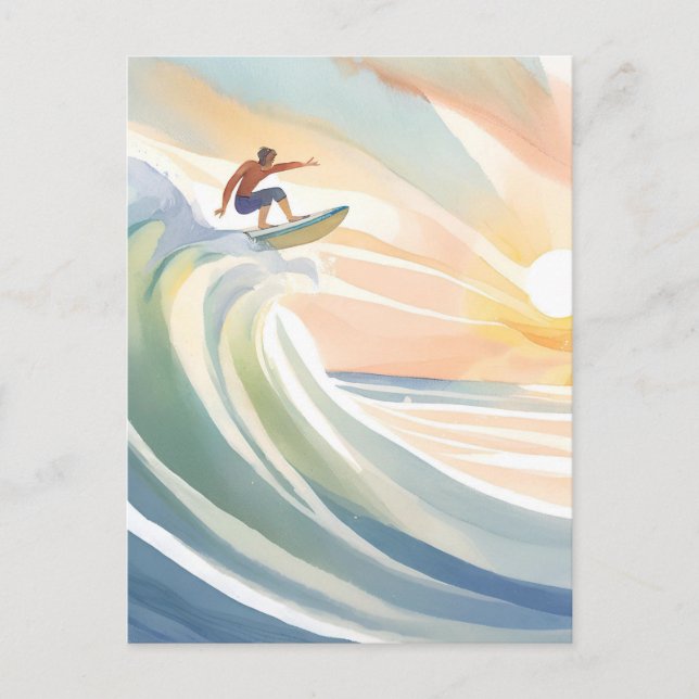 Carte Postale Jours de surf | Aquarelle du Surf Ocean Wave (Devant)