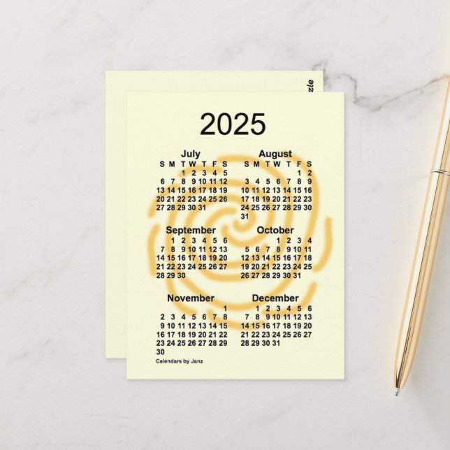 Carte Postale Jours ensoleillés 2025 6 Mois Mini Calendrier par  (Devant/Arrière en situation)