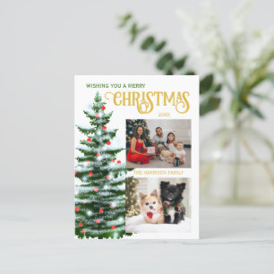 Carte Postale Jours fériés Arbre de Noël Deux photos de famille 