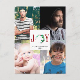 Carte Postale Joy Christmas 4 Photo Collage Photos de famille