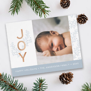 Carte Postale JOY Élégant Foliage Baby Photo Holiday