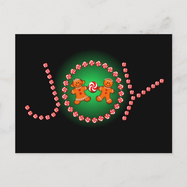 Carte Postale JOY, GINGERBREAD KIDS & CANDY par SHARON SHARPE (Devant)