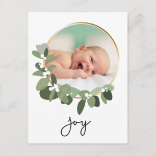 Carte Postale Joy Gold Wreath Baby Photo Noël