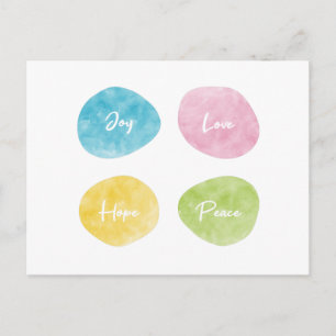 Carte Postale Joy Love Hope Peace Aquarelle Pebbles