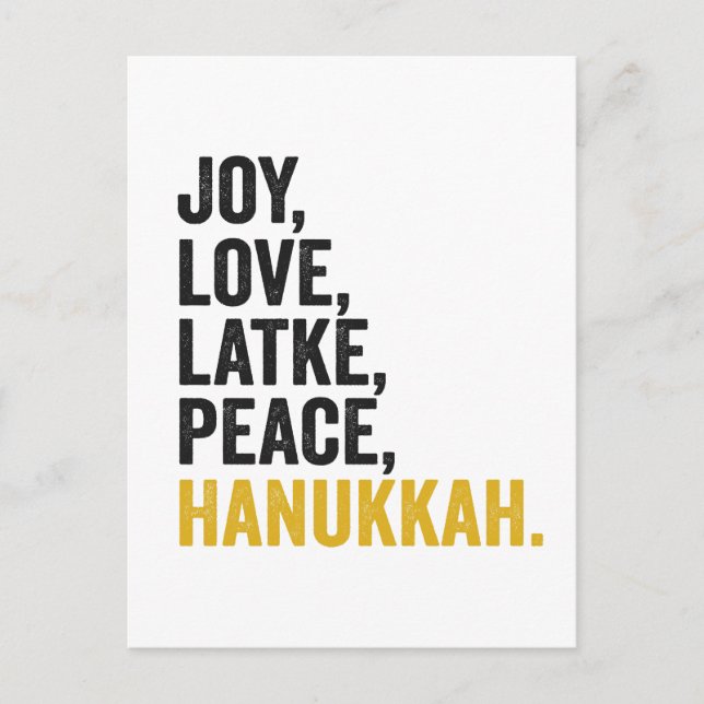 Carte Postale Joy Love Latkes Paix Hanoukka Drôle Juif (Devant)
