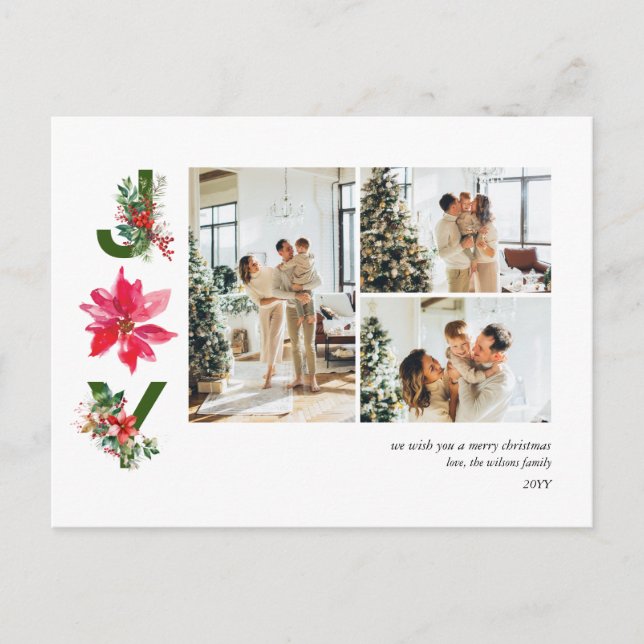 Carte postale Joy Minimalist 3 Photo Collage Holid (Devant)