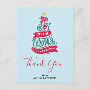 Carte Postale Joy to the World Christmas Citation Typographie