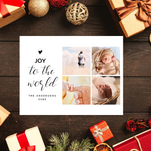 Carte Postale Joy To The World Collage Noël Quatre photos
