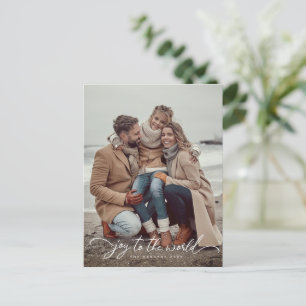 Carte Postale Joy to the World script Noël/photo de vacances