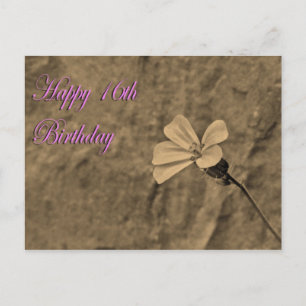 Carte Postale Joyeuse 16ème anniversaire Fleur et Pierre à Sepia