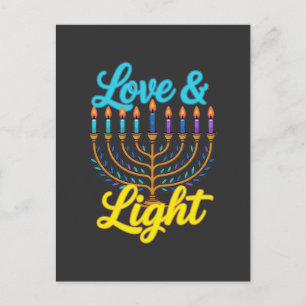 Carte Postale Joyeuse célébration des lumières de la menorah de