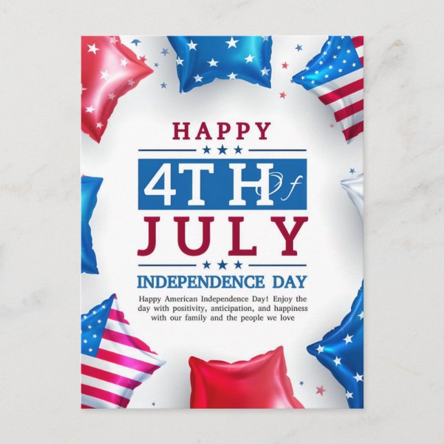 Carte Postale Joyeuse fête 4 juillet l'indépendance (Devant)