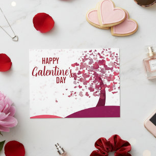 Carte Postale Joyeuse fête de Galentine's Day, Arbre aux cœurs