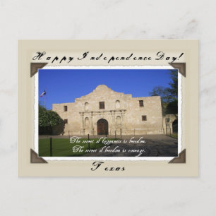 Carte Postale Joyeuse fête de l'indépendance du Texas - L'Alamo,