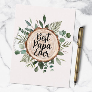 Carte Postale Joyeuse Fête des Grands-Parents Bois Rustique et F