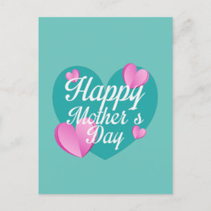 Carte Postale Joyeuse Fête Des Mères Avec Amour Et Coeurs