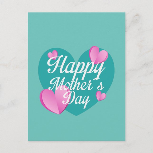 Carte Postale Joyeuse Fête Des Mères Avec Amour Et Coeurs (Devant)