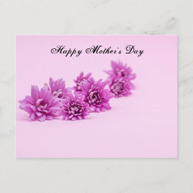 Carte Postale Joyeuse fête des Mères avec fleur violette sur fon (Devant)