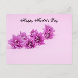 Carte Postale Joyeuse fête des mères avec fleur violette sur ros