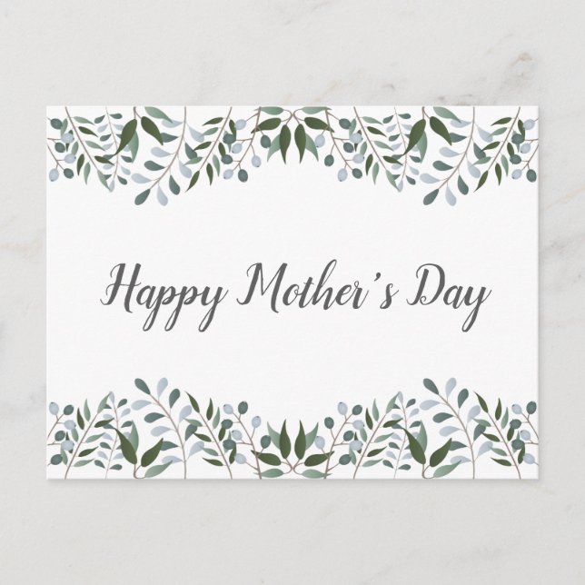 Carte Postale Joyeuse Fête des mères Eucalyptus Verdure Floral (Devant)