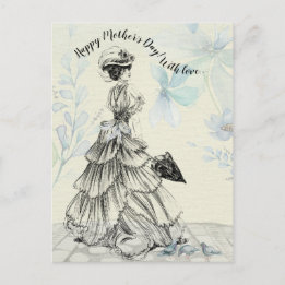 Carte Postale Joyeuse fête des mères Femme victorienne Parasol B