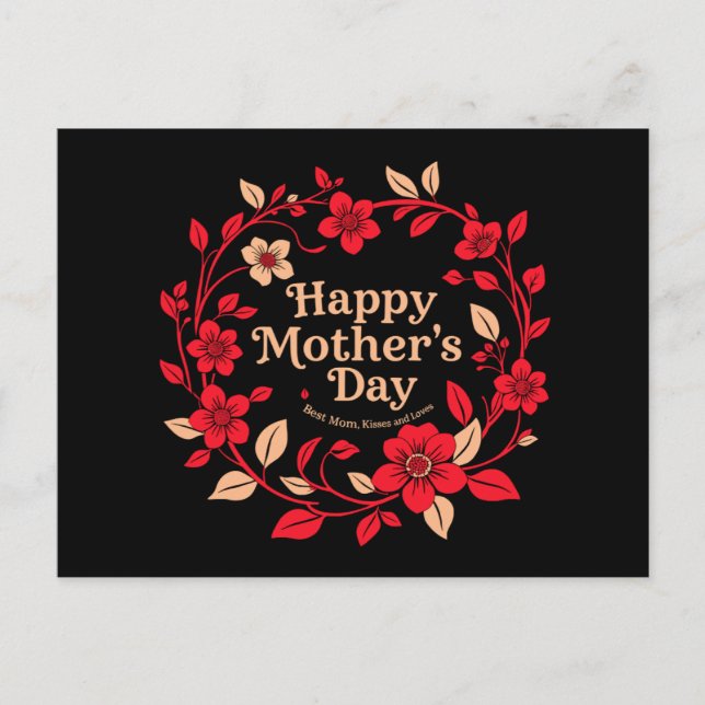 Carte Postale Joyeuse Fête des Mères Fleur de couronne (Devant)