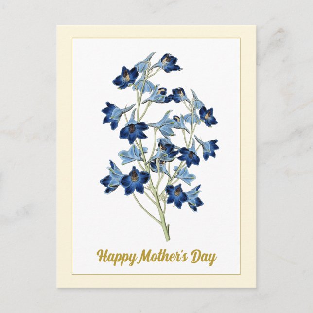 Carte Postale Joyeuse Fête des Mères Fleurs de Jacinthes Bleu Vi (Devant)