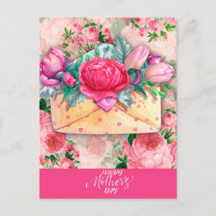 Carte Postale Joyeuse fête des mères Fleurs florales violettes r