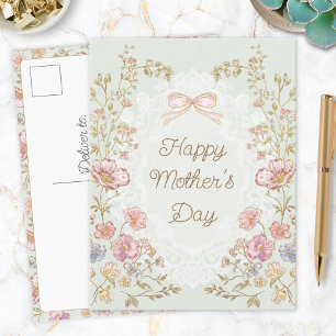 Carte Postale Joyeuse Fête des Mères Florale Élégante Personnali
