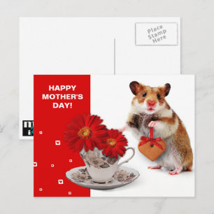 Carte Postale Joyeuse Fête des Mères. Hamster Drôle 