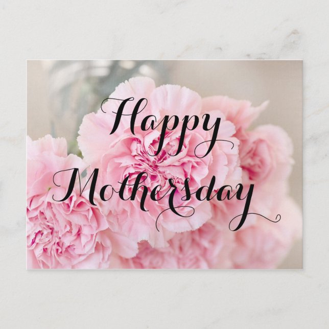 Carte Postale Joyeuse fête des mères Poudre rose Fleur (Devant)