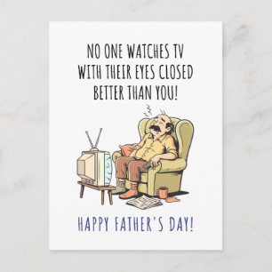 Carte Postale Joyeuse fête des pères Papa drôle endormi dans un
