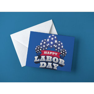 Carte Postale Joyeuse Fête du Travail Patriotique USA Stars