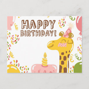 Carte Postale Joyeuse Giraffe d'anniversaire