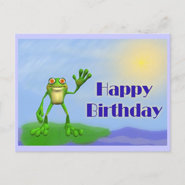 Carte Postale Joyeuse grenouille d'anniversaire (Devant)