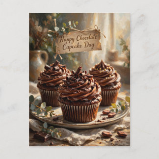 Carte Postale Joyeuse journée du cupcake au chocolat