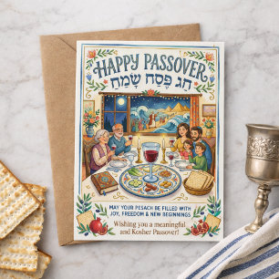 Carte Postale Joyeuse Pâque Chag Pesach Sameach Coloré Populaire