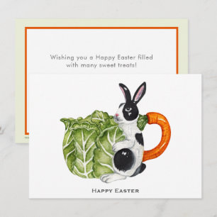 Carte postale Joyeuse Pâques Lapin Carotte Teapot 
