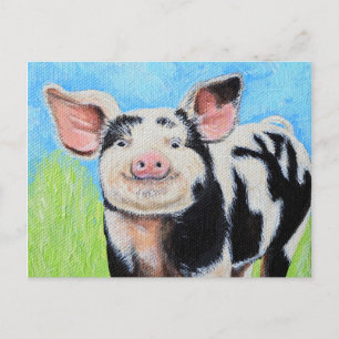 Carte Postale Joyeuse peinture de petit cochon