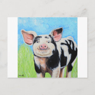 Carte Postale Joyeuse peinture de petit cochon